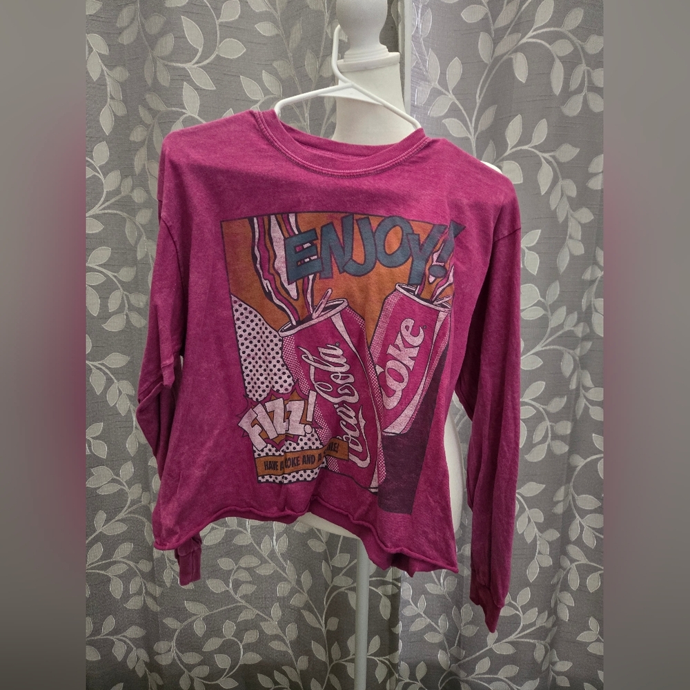 Coca Cola Kids' Magenta Enjoy Graphic Long Sleeve Tee